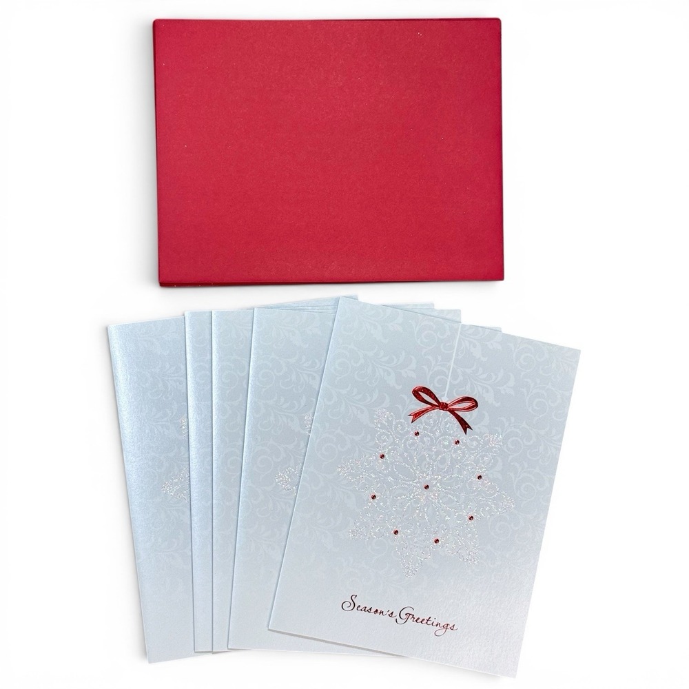 Burgoyne Christmas Cards Set 5 Snowflake Embossed Holiday Greeting Cards w Envel